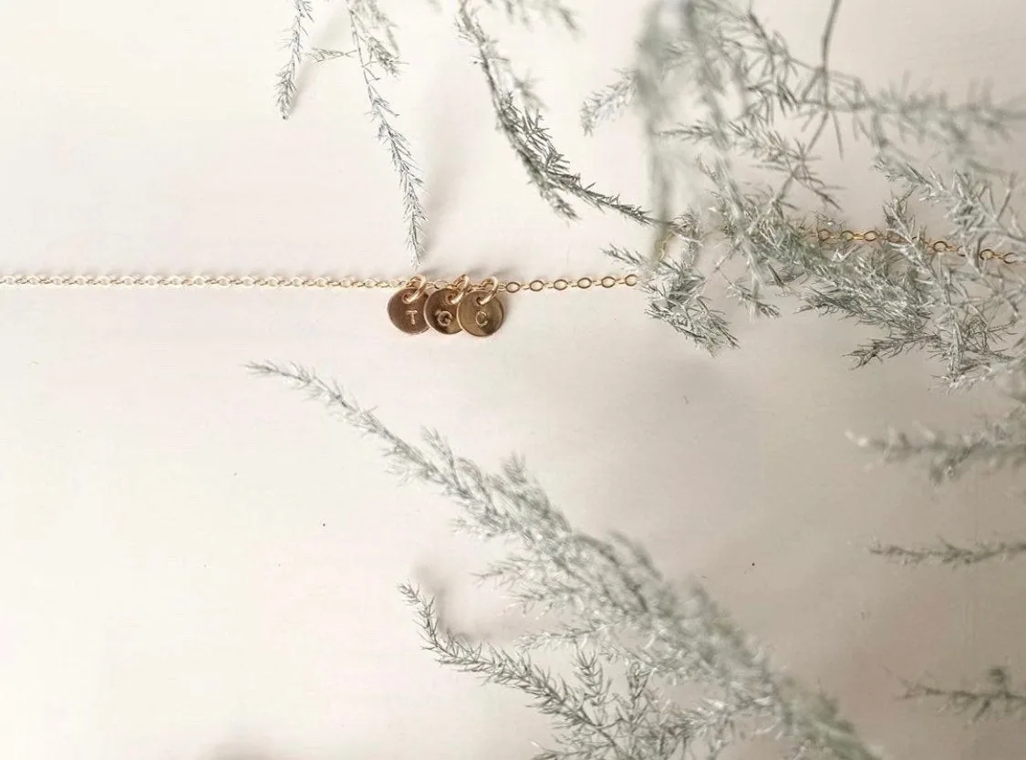 Mini Initial Pendant Flat Cable Necklace - Personalized - 14k Gold Filled — product image 1