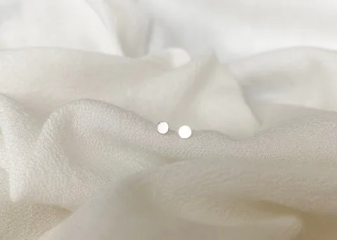 Flat Round Stud Earrings - Sterling Silver — product image 7