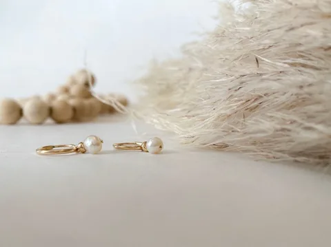 Pearl Huggie Hoops - 14k Gold Filled — product image 13