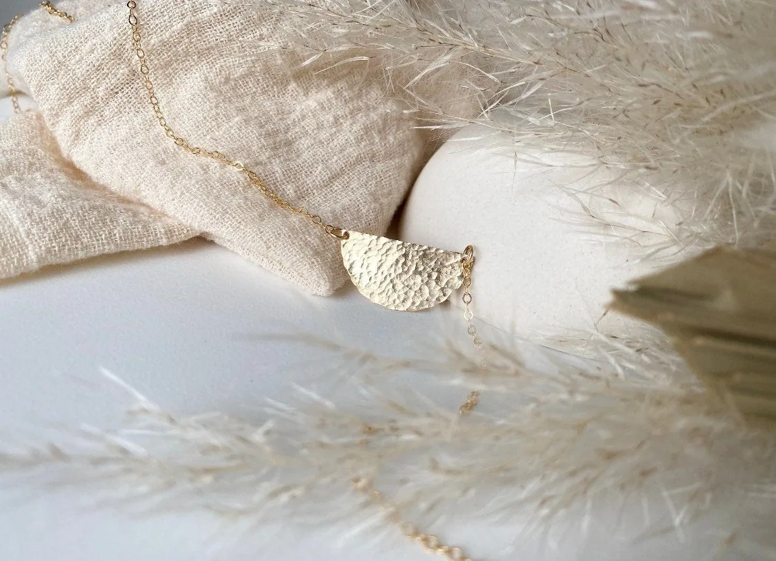 Hammered Half Moon Necklace - 14K Gold Filled — product image 5
