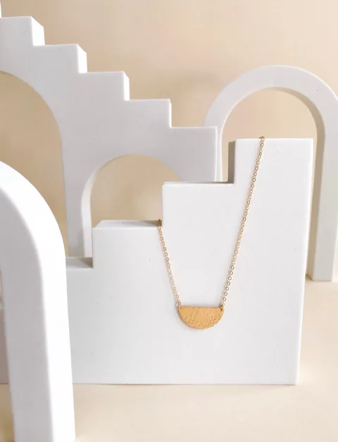 Hammered Half Moon Necklace - 14K Gold Filled — product image 3