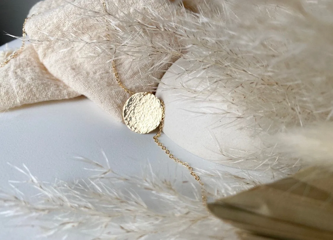 Hammered Medallion Necklace - 14K Gold Filled — product image 3