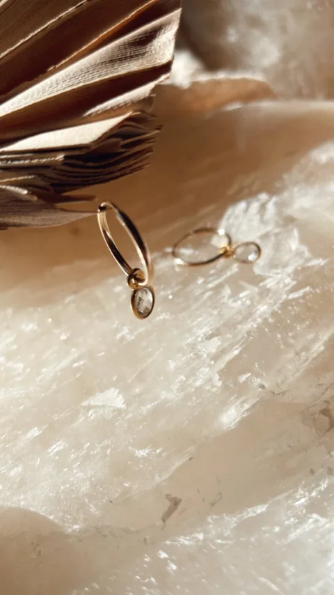 Crystal Huggie Hoops - 14k Gold Filled — product image 6