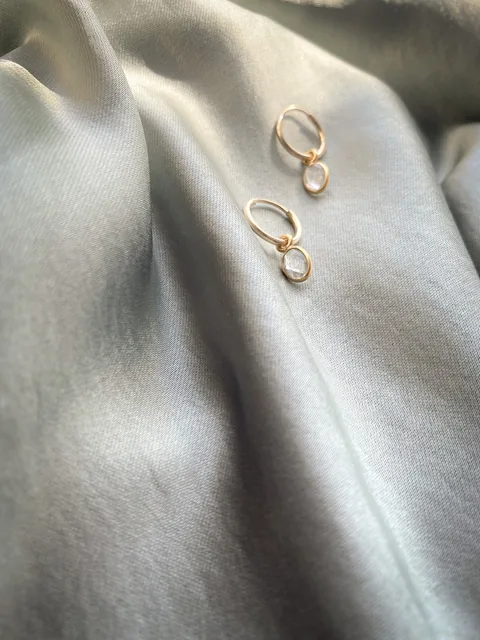 Crystal Huggie Hoops - 14k Gold Filled — product image 5