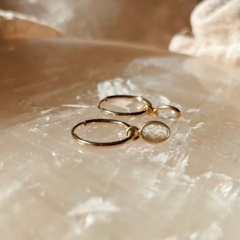Crystal Huggie Hoops - 14k Gold Filled — product image 1