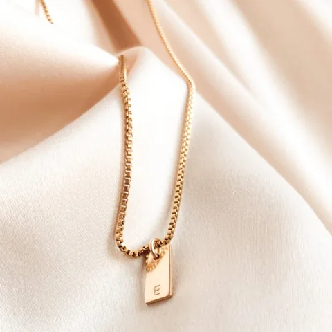 Box Initial Necklace - 14k Gold Filled — product image 3