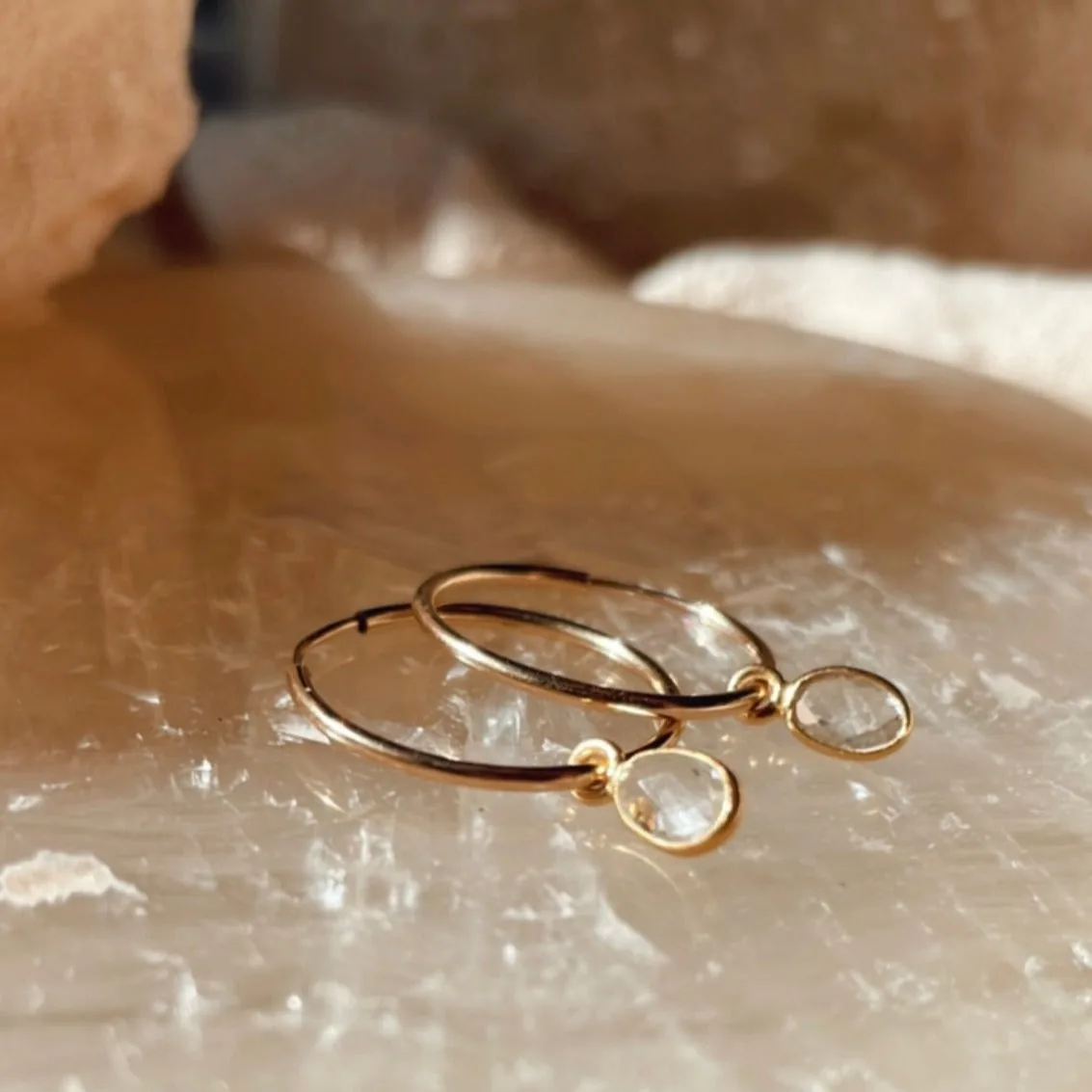Large Crystal Hoops - 14k Gold Filled — product image 7