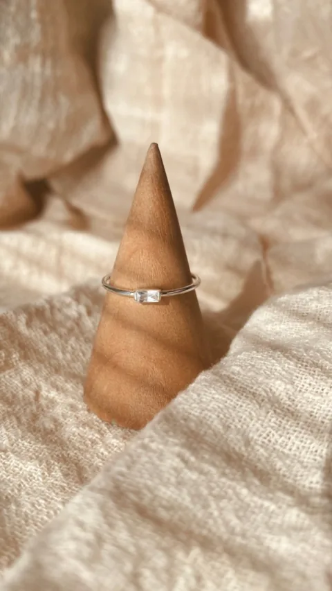 Baguette Cut Diamond Ring - Sterling Silver — product image 3