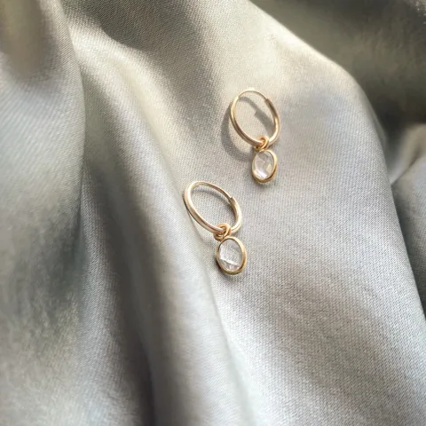 Crystal Huggie Hoops - 14k Gold Filled — product image 3