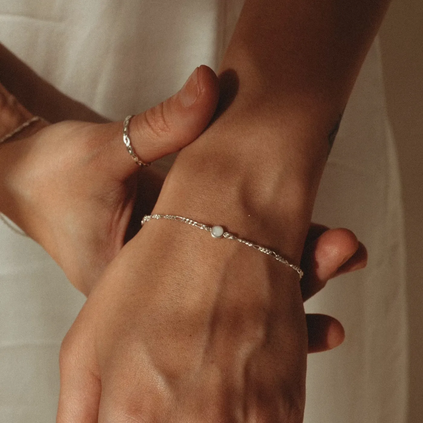 Cremation Skinny Figaro Bracelet- Sterling Silver — product image 2